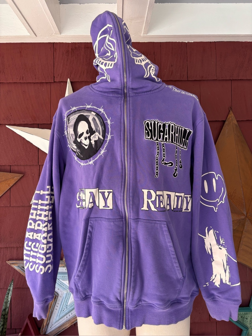 Sugar Hill LA Hoodie Ruthless Grim Reaper Full Zip Hoodie Sweatshirt Men’s XL